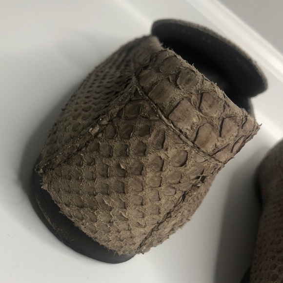 Brioni Taupe Suede Python Slip-On Loafers 43 Italy - Picture 11 of 13